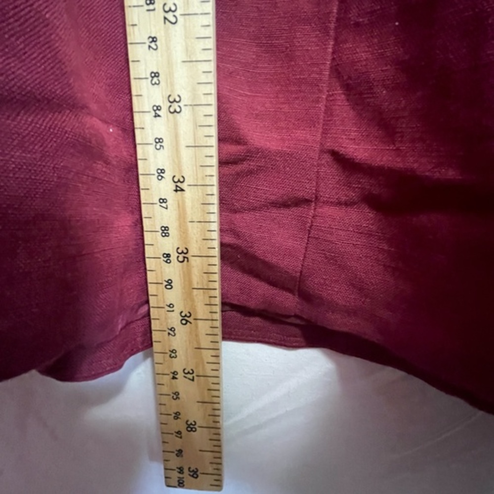 Mexx Womens Wrap Dress Burgundy Tie Closure Sleeveless V-Neck Linen Size M - Picture 8 of 11
